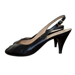 Bruno Magli Black Peep Toe Slingback Heels - Size 10.5 AAAA